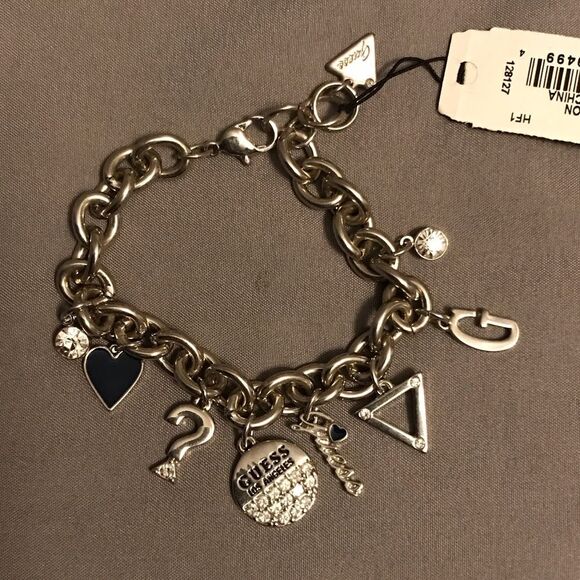 GUESS Silver Charm Bracelet with Black Accents - Picture 4 of 4